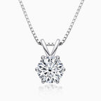 Box Chain Sterling Silver Moissanite Solitaire Pendant Necklace