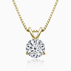 Sterling Silver Moissanite Solitaire Pendant Necklace with Box Chain