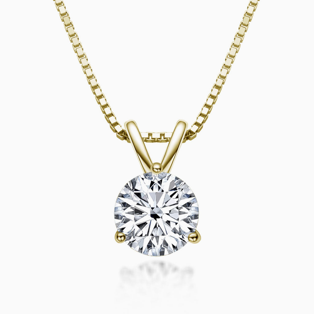 Sterling Silver Moissanite Solitaire Pendant Necklace with Box Chain
