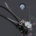 Sterling Silver Moissanite Solitaire Pendant Necklace with Box Chain