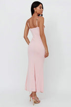 Leonor Chic Midi Dress with Floral Embroidery and Laces Elevated Occasion Wear