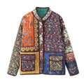 | Floral print coat with patchwork pockets