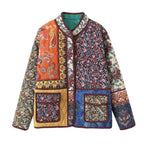 | Floral print coat with patchwork pockets