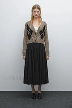 Brown Diamond Knit Cardigan
