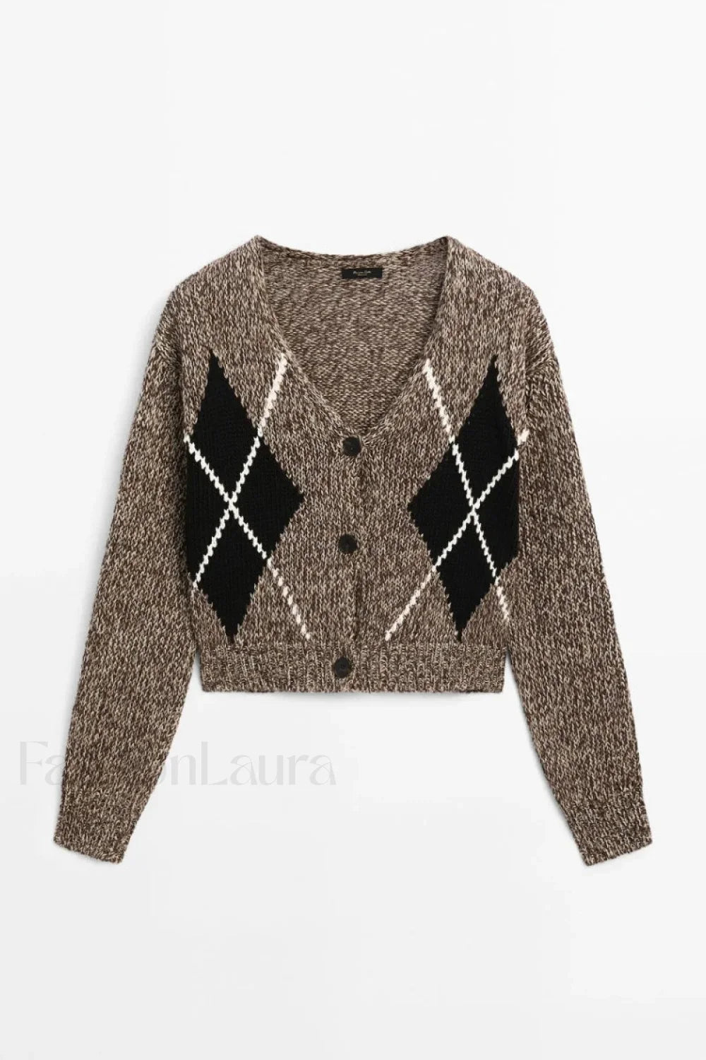 Brown Diamond Knit Cardigan