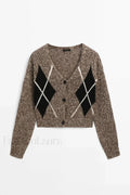 Brown Diamond Knit Cardigan