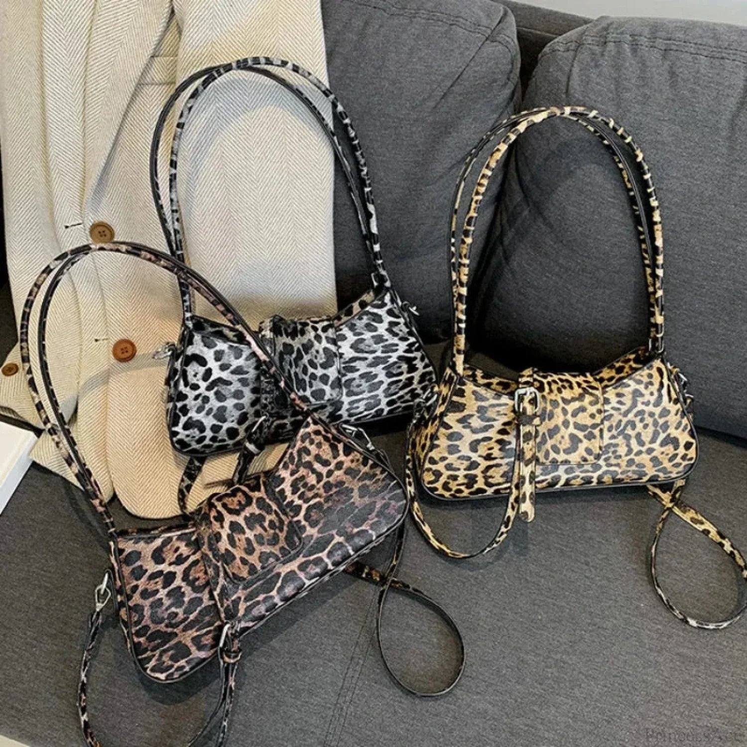 Brown Leopard PU Leather Crossbody Shoulder Bag