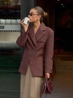 Brown Pocket Blazer Short Coat