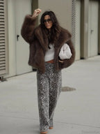 Brown Soft Fluffy Woolen Coat