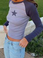 Brown Star Print Casual T-shirt