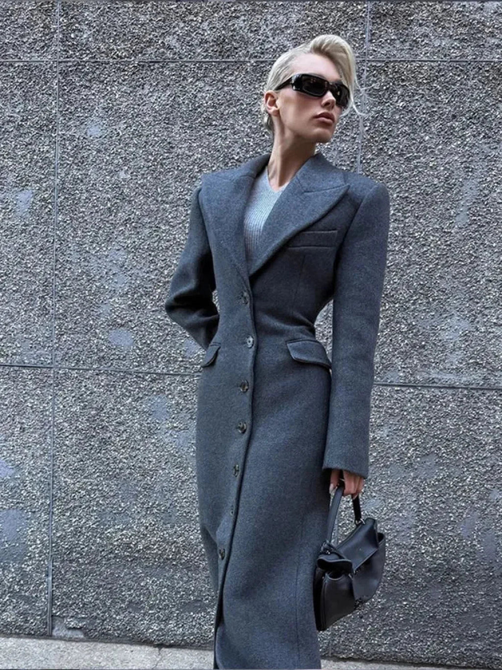 Burgundy Fake Pockets Overcoat