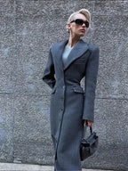 Burgundy Fake Pockets Overcoat