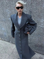 Burgundy Fake Pockets Overcoat