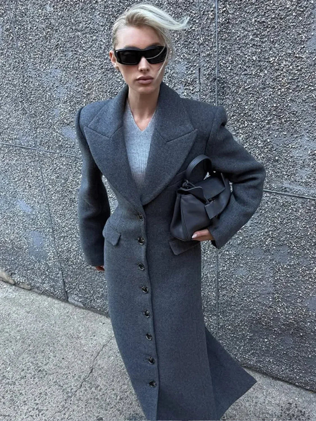 Burgundy Fake Pockets Overcoat