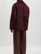 Burgundy Woolen Blends Short Coat