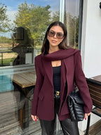 Burgundy Woolen Blends Suit Coat