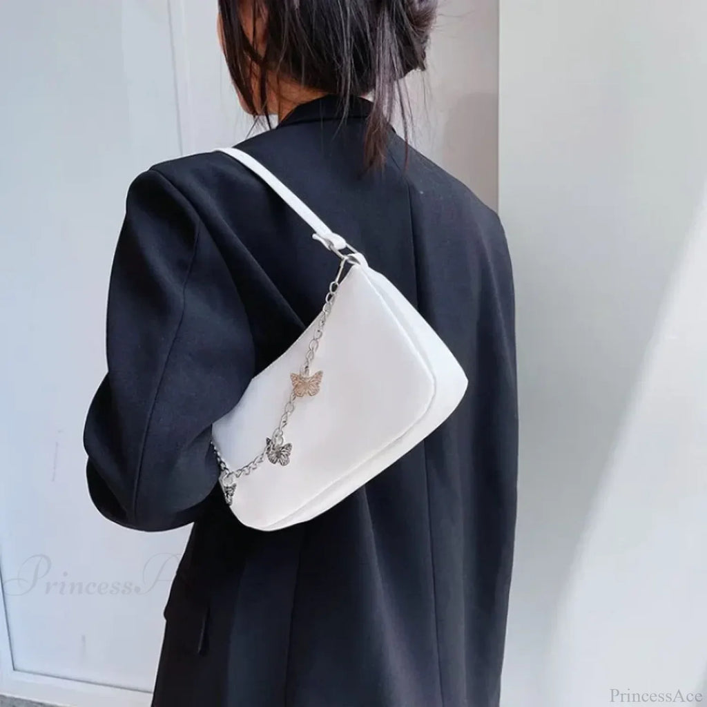 Butterfly Chain PU Leather Travel Shoulder Bag