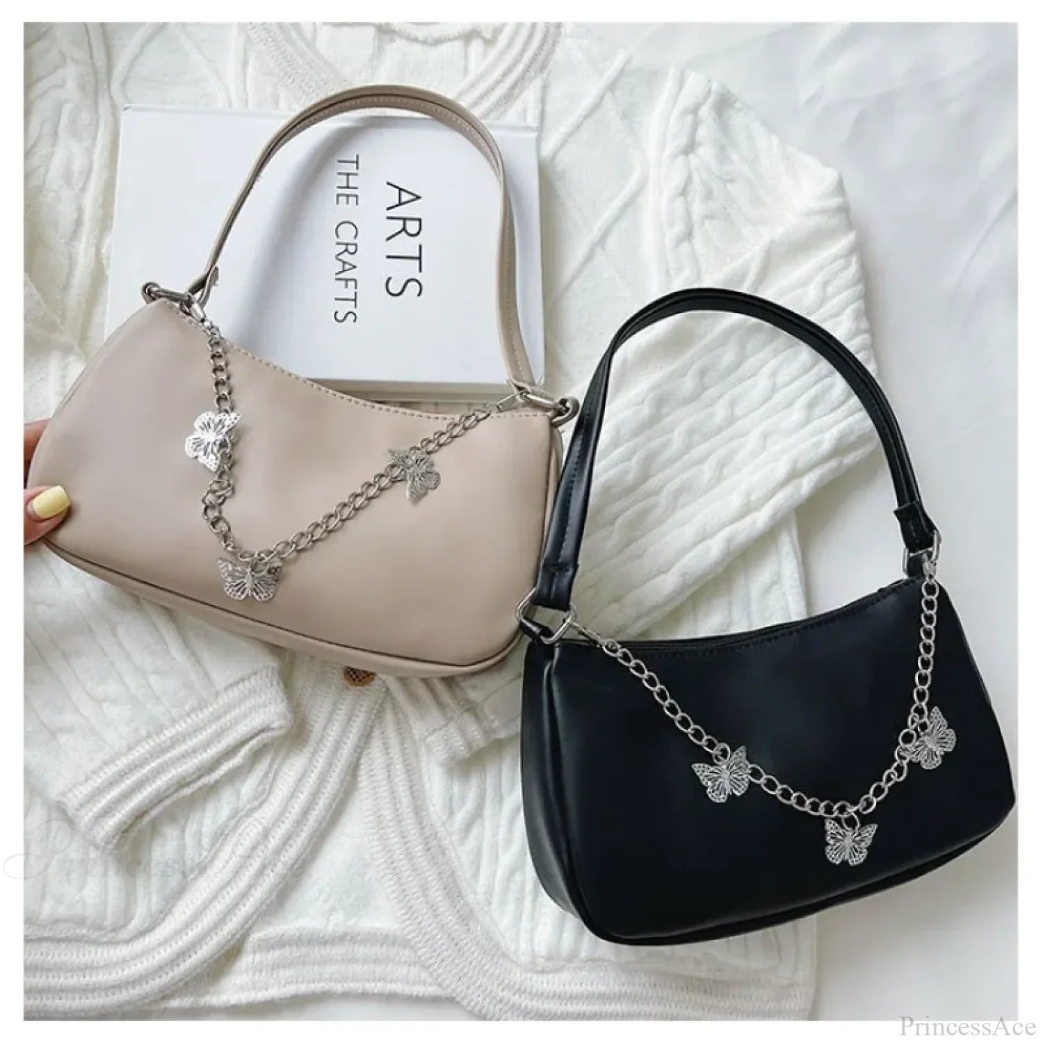 Butterfly Chain PU Leather Travel Shoulder Bag