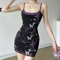 Butterfly Print Mesh Mini Dress