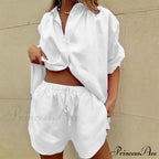 Button-Down Shirt Wide-Leg Pants Suit