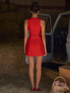 Button-Front Sleeveless Short Dress