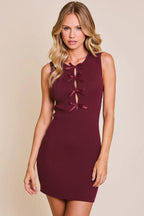 Sleeveless Bow Cutout Knit Sweater Dress