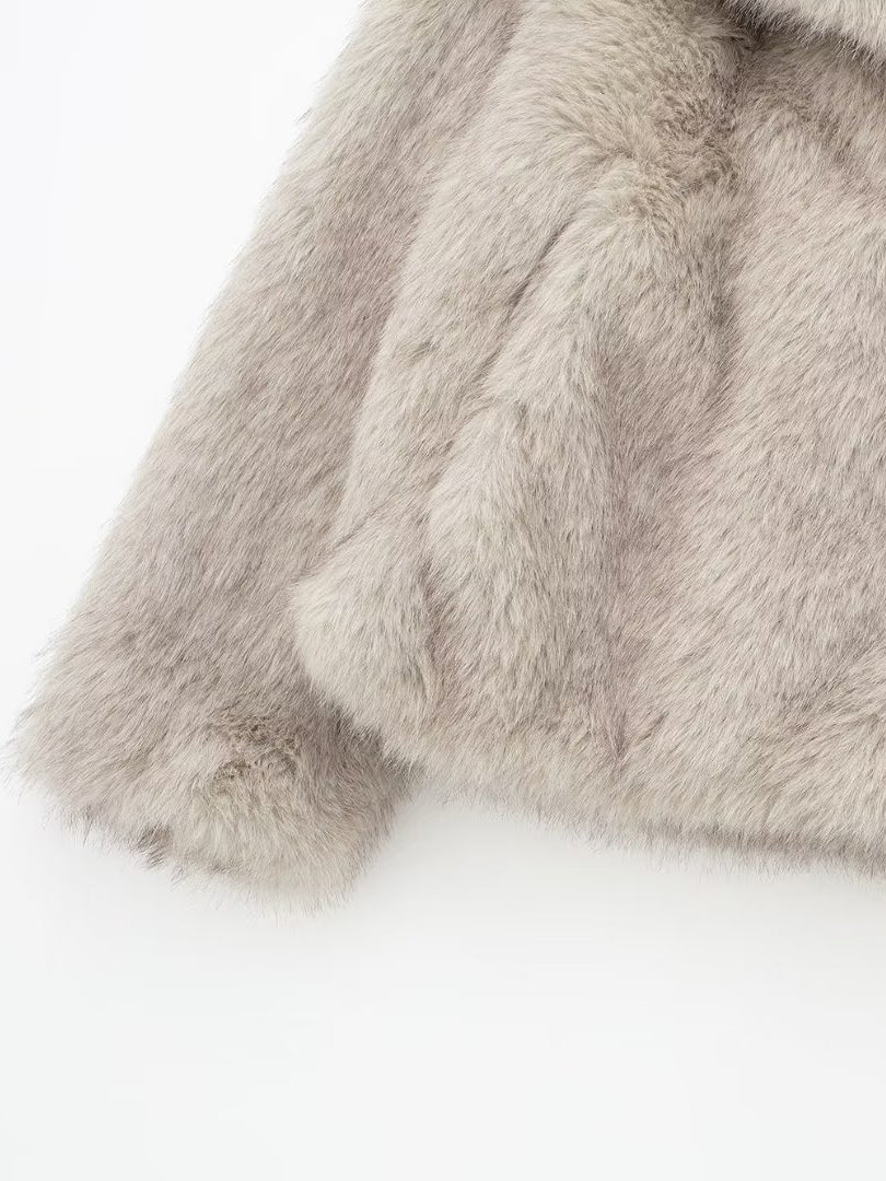 Faux Fur Coats Cozy Winter Women Chic Eco-friendly Fur Jacket In Burgundy