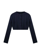 Solid Short Cable Knit Cardigan