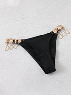 Solid Gem Engraved Halter Tie Back Bikinis