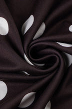 Brown Polka Dot U-Neck Ruffled Bodycon Maxi Dress