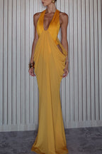 Saffron Muse Draped Halter Dress
