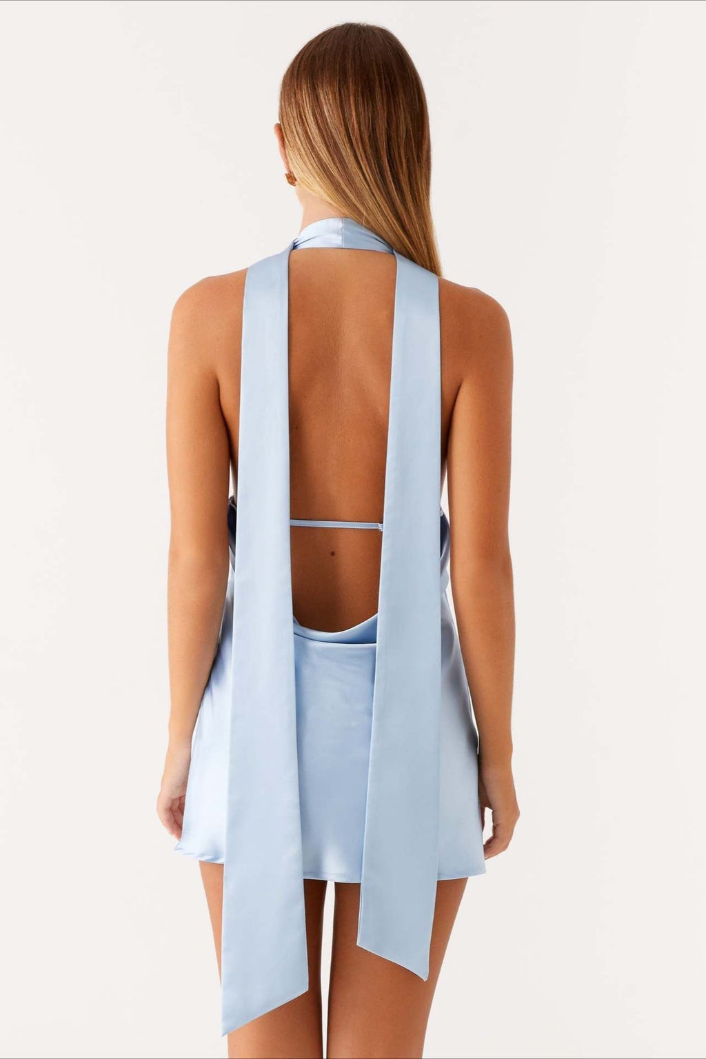 Deep V Backless Ribbon Dress