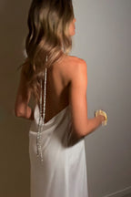 Satin Halter Neck Ring Detail High Split Maxi Dress