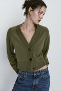 Women's Wool Blend Slim-fit V-neck Cardigan