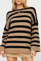 Striped Knit Casual Loose Sweater