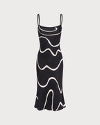 The Black Wave Mermaid Hem Knit Midi Dress