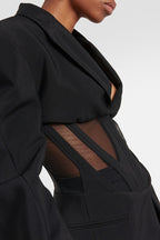 Stylish V-neck Sexy Sheer Mesh Blazer