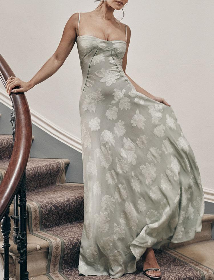 Mesh Maxi Dress with Floral Print