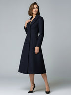 Woolen Double-Breasted A-line Midi Coat With Shawl Collar For Women 2026