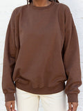 Solid Crew Neck Pullover Sweatshirt
