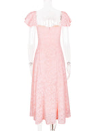 Floral Jacquard Soft Pink Dress With Butterfly Sleeve A-line Midi Party Dress For Women 2026