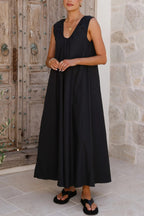 Solid Color Loose Sleeveless Casual Vacation Maxi Dress