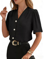 V-Neck Button-Down Shirt