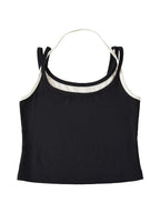 Contrast Color Fake Two Piece Cami Top
