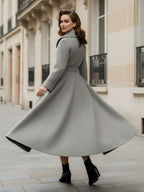 Vintage Double-Breasted A-line Woolen Coat With Shawl Collar For Women 2026