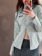 Fresh Stripe Print Slim Long Sleeve Shirt
