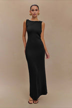 High Neck Sleeveless Wide Strap Bodycon Maxi Mini Dress