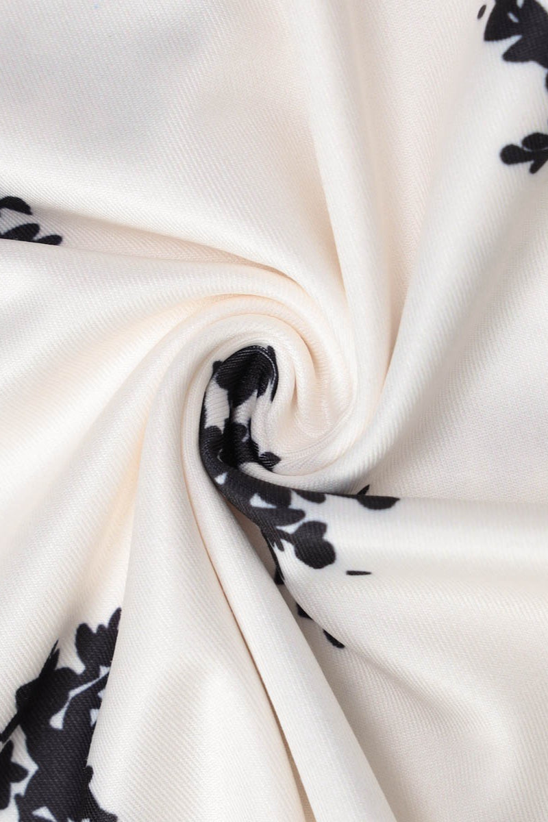 White Spaghetti Strap V Neck Lace Trim Ditsy Floral Print Slip Maxi Dress