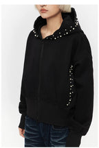 Pearl Zip-Up Loose Hoodie