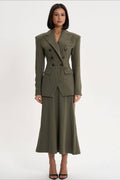Structured Flowing Striped Fitted Two Piece Blazer Skirt Set